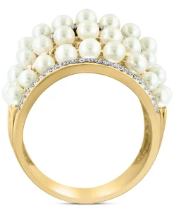 EFFY Collection ® Cultured Freshwater Pearl (4mm) & Diamond (3/8 Ct. T.w.) Multirow Statement Ring In 14k Gold 10 EFFY Collection ® Cultured Freshwater Pearl (4mm) & Diamond (3/8 Ct. T.w.) Multirow Statement Ring In 14k Gold -rings shop 21188920 fpx
