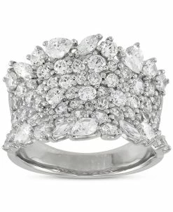 Arabella Cubic Zirconia Cluster Statement Ring In Sterling Silver