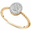 Wrapped Diamond Oval Cluster Beaded Ring (1/6 Ct. T.w.) In 14k Gold, Created For Macy's