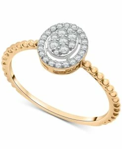 Wrapped Diamond Oval Cluster Beaded Ring (1/6 Ct. T.w.) In 14k Gold, Created For Macy's