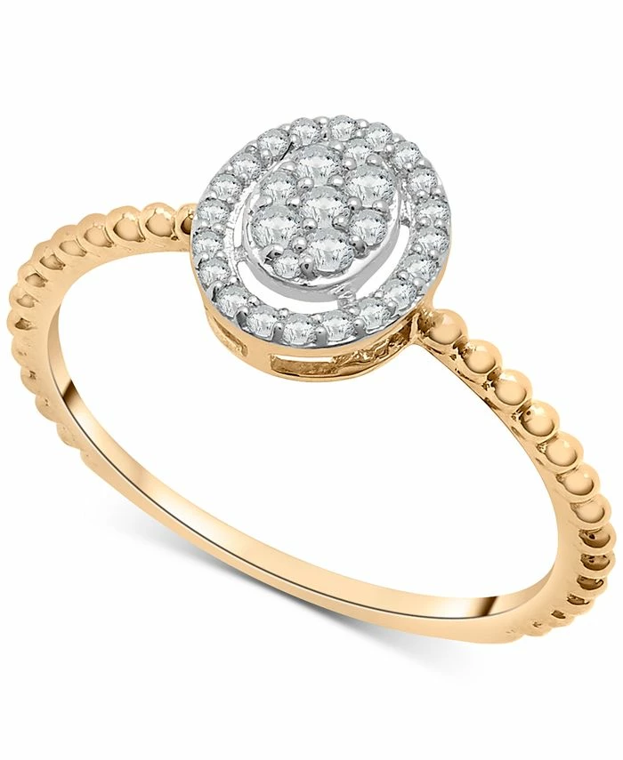 Wrapped Diamond Oval Cluster Beaded Ring (1/6 Ct. T.w.) In 14k Gold, Created For Macy's 1 Wrapped Diamond Oval Cluster Beaded Ring (1/6 Ct. T.w.) In 14k Gold, Created For Macy's