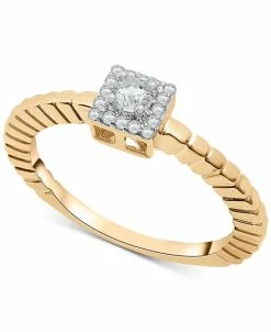 Wrapped Diamond Halo Ring (1/6 Ct. T.w.) In 14k Gold, Created For Macy's