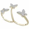 Wrapped Diamond Butterfly Double Finger Ring (1/2 Ct. T.w.) In 10k White Or Yellow Gold, Created For Macy's