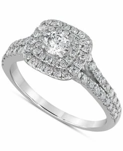 Macy's Diamond Double Halo Engagement Ring (1 Ct. T.w.) In 14k White Gold