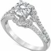 Macy's Diamond Raised Gallery Halo Engagement Ring (1-1/2 Ct. T.w.) In 14k White Gold