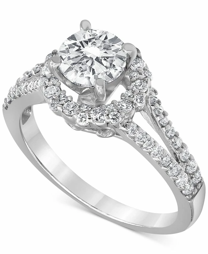 Macy's Diamond Raised Gallery Halo Engagement Ring (1-1/2 Ct. T.w.) In 14k White Gold 1 Macy's Diamond Raised Gallery Halo Engagement Ring (1-1/2 Ct. T.w.) In 14k White Gold