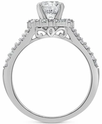 Macy's Diamond Raised Gallery Halo Engagement Ring (1-1/2 Ct. T.w.) In 14k White Gold 3 Macy's Diamond Raised Gallery Halo Engagement Ring (1-1/2 Ct. T.w.) In 14k White Gold - Image 3
