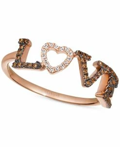 Le Vian Chocolate Diamond (1/10 Ct. T.w.) & Vanilla Diamond Accent Love Ring In 14k Rose Gold
