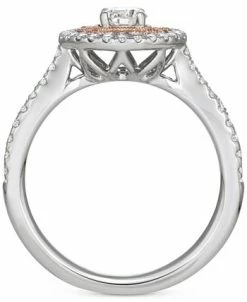 Macy's Diamond Halo Star Cluster Engagement Ring (3/4 Ct. T.w.) In 14k White & Rose Gold -rings shop 21620736 fpx