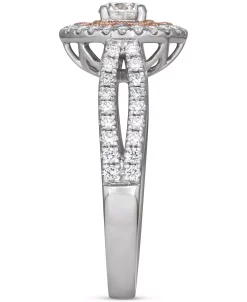 Macy's Diamond Halo Star Cluster Engagement Ring (3/4 Ct. T.w.) In 14k White & Rose Gold -rings shop 21620737 fpx
