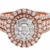 Macy's Diamond Oval Multi-Halo Engagement Ring (1-1/2 Ct. T.w.) In 14k Rose Gold