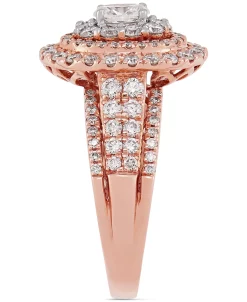 Macy's Diamond Oval Multi-Halo Engagement Ring (1-1/2 Ct. T.w.) In 14k Rose Gold -rings shop 21671059 fpx