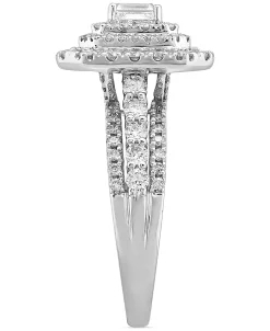 Macy's Diamond Octagon Triple Halo Triple Row Engagement Ring (1-1/2 Ct. T.w.) In 14k White Gold -rings shop 21671926 fpx