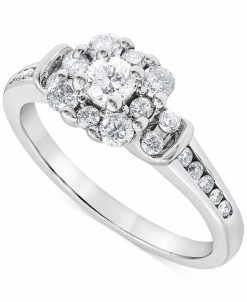 Macy's Diamond Halo Engagement Ring (3/4 Ct. T.w.) In 14k White Gold