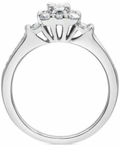 Macy's Diamond Halo Engagement Ring (3/4 Ct. T.w.) In 14k White Gold -rings shop 21682782 fpx