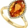EFFY Collection ® Citrine (3-7/8 Ct. T.w.) & Diamond (1/6 Ct. T.w.) Halo Statement Ring In 14k Gold