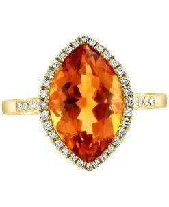 EFFY Collection ® Citrine (3-7/8 Ct. T.w.) & Diamond (1/6 Ct. T.w.) Halo Statement Ring In 14k Gold -rings shop 21686306 fpx
