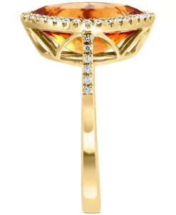 EFFY Collection ® Citrine (3-7/8 Ct. T.w.) & Diamond (1/6 Ct. T.w.) Halo Statement Ring In 14k Gold -rings shop 21686308 fpx