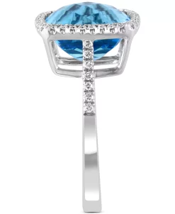 EFFY Collection ® Blue Topaz (7-3/8 Ct. T.w.) & Diamond (1/5 Ct. T.w.) Halo Ring In 14k White Gold -rings shop 21687544 fpx
