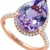 EFFY Collection ® Pink Amethyst (5-1/3 Ct. T.w.) & Diamond (1/3 Ct. T.w.) Teardrop Statement Ring In 14k Rose Gold