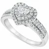 Macy's Diamond Heart Halo Ring (1/2 Ct. T.w.) In 10k White Gold