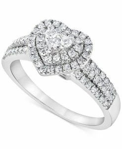 Macy's Diamond Heart Halo Ring (1/2 Ct. T.w.) In 10k White Gold