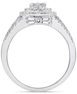 Macy's Diamond Heart Halo Ring (1/2 Ct. T.w.) In 10k White Gold -rings shop 21711516 fpx