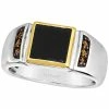 Le Vian Men's Onyx & Chocolate Diamond (1/6 Ct. T.w.) Ring In Sterling Silver & 14k Gold