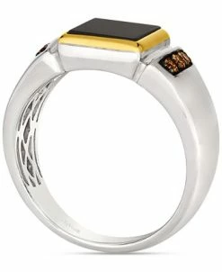 Le Vian Men's Onyx & Chocolate Diamond (1/6 Ct. T.w.) Ring In Sterling Silver & 14k Gold -rings shop 21715364 fpx