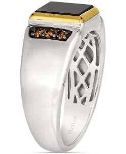 Le Vian Men's Onyx & Chocolate Diamond (1/6 Ct. T.w.) Ring In Sterling Silver & 14k Gold -rings shop 21715365 fpx