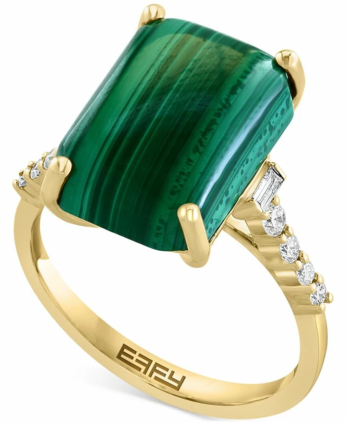 EFFY Collection ® Malachite & Diamond (1/5 Ct. T.w.) Statement Ring In 14k Gold 1 EFFY Collection ® Malachite & Diamond (1/5 Ct. T.w.) Statement Ring In 14k Gold