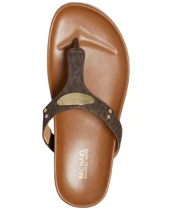 Michael Kors Women's MK Plate Flat Sandals 8 Michael Kors Women's MK Plate Flat Sandals -rings shop 21725067 fpx