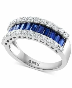 EFFY Collection ® Sapphire (1-1/2 Ct. T.w.) & Diamond (5/8 Ct. T.w.) Baguette Statement Ring In 14k White Gold