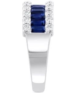 EFFY Collection ® Sapphire (1-1/2 Ct. T.w.) & Diamond (5/8 Ct. T.w.) Baguette Statement Ring In 14k White Gold -rings shop 21732869 fpx