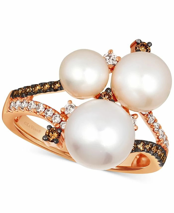 Le Vian Lla Pearl (6-9mm) & Diamond (3/8 Ct. T.w.) Cluster Ring In 14k Rose Gold 1 Le Vian Lla Pearl (6-9mm) & Diamond (3/8 Ct. T.w.) Cluster Ring In 14k Rose Gold