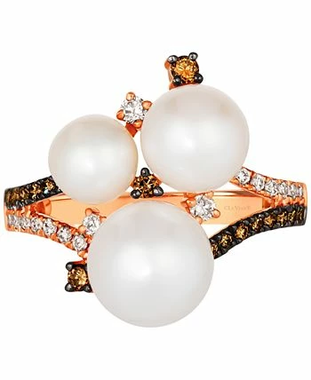 Le Vian Lla Pearl (6-9mm) & Diamond (3/8 Ct. T.w.) Cluster Ring In 14k Rose Gold 3 Le Vian Lla Pearl (6-9mm) & Diamond (3/8 Ct. T.w.) Cluster Ring In 14k Rose Gold - Image 3