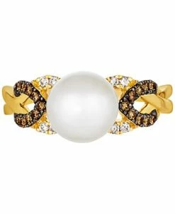 Le Vian Lla Pearl (8mm) & Diamond (1/5 Ct. T.w.) Openwork Twist Ring In 14k Gold -rings shop 21753348 fpx