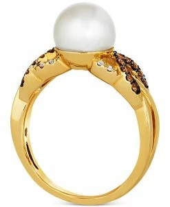 Le Vian Lla Pearl (8mm) & Diamond (1/5 Ct. T.w.) Openwork Twist Ring In 14k Gold -rings shop 21753349 fpx