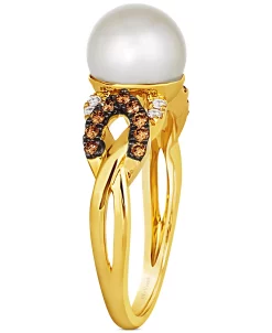 Le Vian Lla Pearl (8mm) & Diamond (1/5 Ct. T.w.) Openwork Twist Ring In 14k Gold -rings shop 21753350 fpx