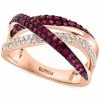 EFFY Collection ® Ruby (1/2 Ct. T.w.) & Diamond (1/4 Ct. T.w.) Crossover Ring In 14k Rose Gold