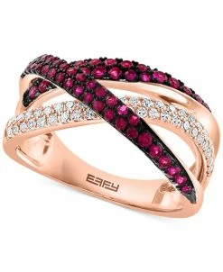 EFFY Collection ® Ruby (1/2 Ct. T.w.) & Diamond (1/4 Ct. T.w.) Crossover Ring In 14k Rose Gold