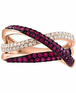 EFFY Collection ® Ruby (1/2 Ct. T.w.) & Diamond (1/4 Ct. T.w.) Crossover Ring In 14k Rose Gold -rings shop 21760656 fpx