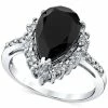 Macy's Onyx & Diamond (1/4 Ct. T.w.) Halo Ring In Sterling Silver
