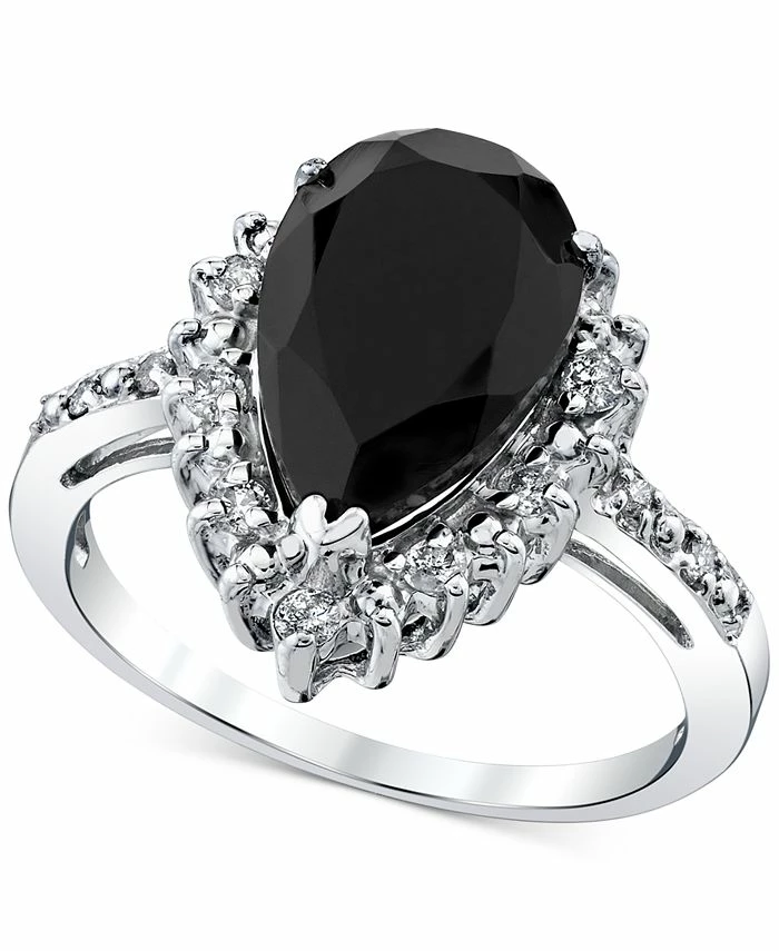 Macy's Onyx & Diamond (1/4 Ct. T.w.) Halo Ring In Sterling Silver 1 Macy's Onyx & Diamond (1/4 Ct. T.w.) Halo Ring In Sterling Silver