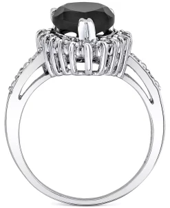Macy's Onyx & Diamond (1/4 Ct. T.w.) Halo Ring In Sterling Silver 6 Macy's Onyx & Diamond (1/4 Ct. T.w.) Halo Ring In Sterling Silver -rings shop 21762786 fpx