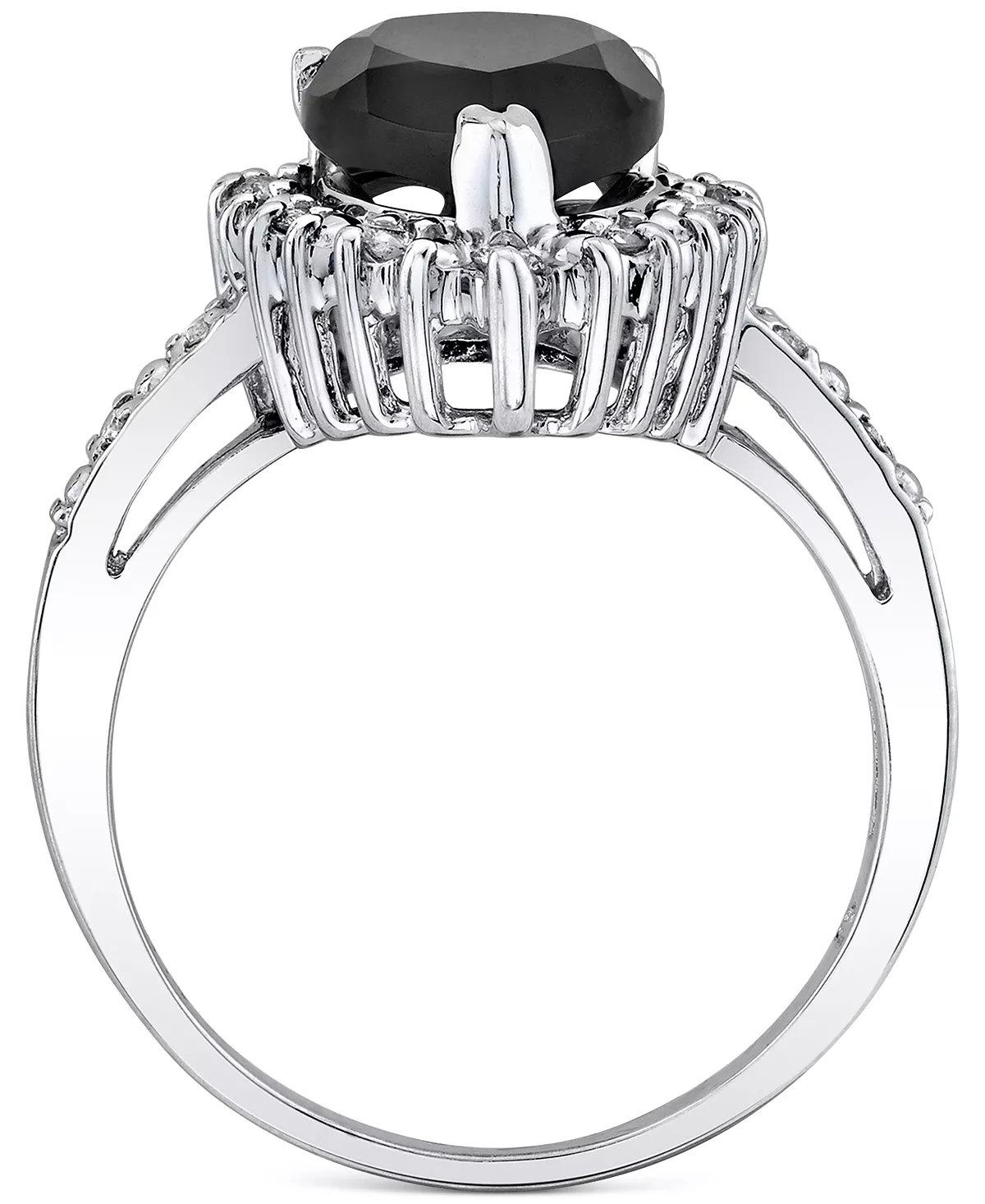 Macy's Onyx & Diamond (1/4 Ct. T.w.) Halo Ring In Sterling Silver 3 Macy's Onyx & Diamond (1/4 Ct. T.w.) Halo Ring In Sterling Silver - Image 3