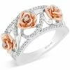 Enchanted Disney Fine Jewelry Mond Belle Flower Band (1/5 Ct. T.w.) In Sterling Silver & 14k Rose Gold