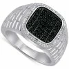 Macy's En's Black & White Diamond Ring (3/4 Ct. T.w.) In Sterling Silver