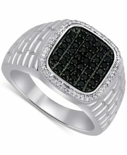 Macy's En's Black & White Diamond Ring (3/4 Ct. T.w.) In Sterling Silver