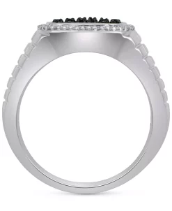 Macy's En's Black & White Diamond Ring (3/4 Ct. T.w.) In Sterling Silver -rings shop 22034094 fpx